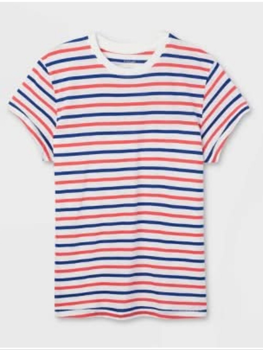 Short Sleeve Stripe Tee — White, Red & Blue
